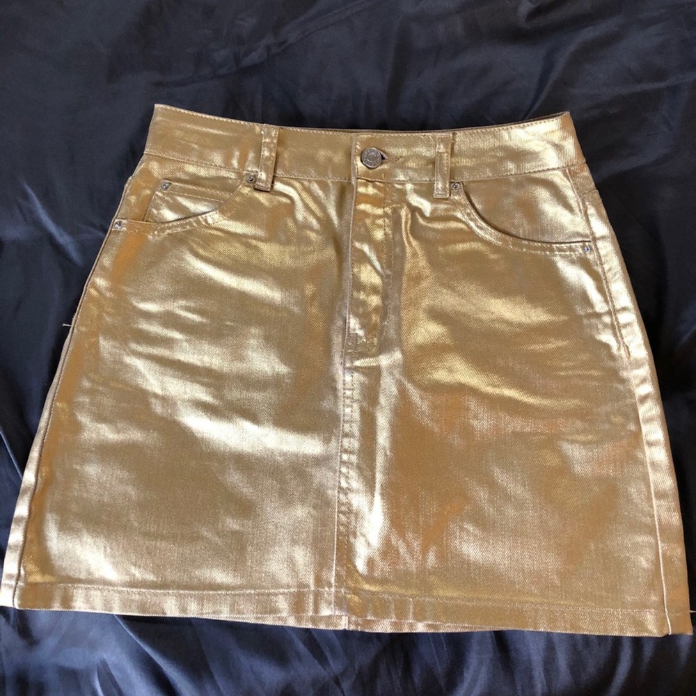 Top Shop Metallic Gold Skirt